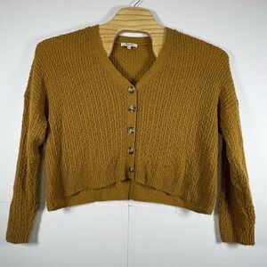 Madewell Mayfair Women's Button Up Sweater Cardigan in Heather Vintage Gold Sz M